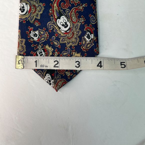Vintage Disney The Tie Works Mickey Mouse Paisley Print Men's Tie Navy Red - Picture 5 of 6